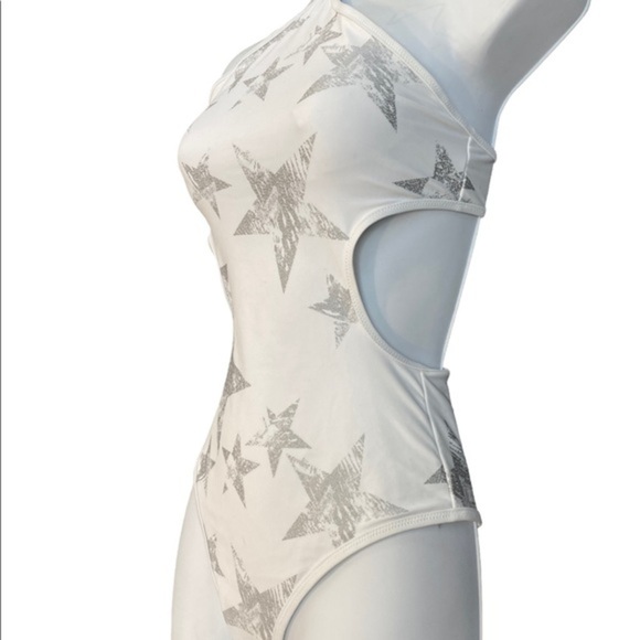 Aerie White Silver Stars Cut Out One Piece Swimsuit - Picture 2 of 7
